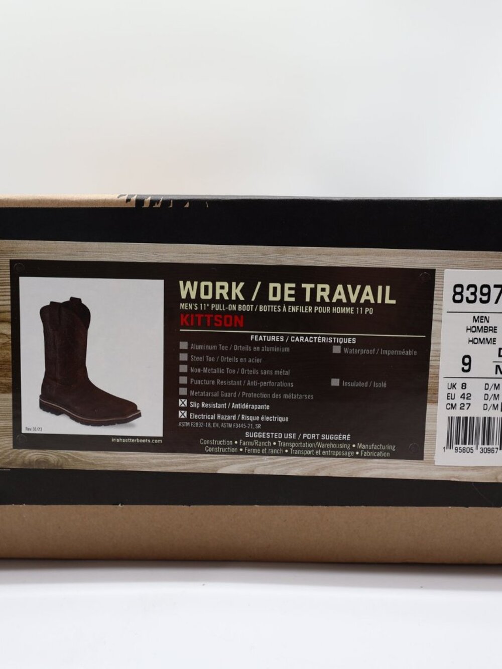 Irish Setter Red Wing Mens 9 D Kittson Leather Soft Toe Work Boots NIB 83979